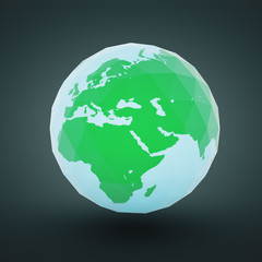 Polygonal globe on dark background