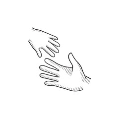 Hands of parent and child sketch icon.