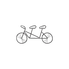 Tandem bike sketch icon.
