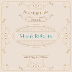 wedding invitation card with floral ornaments