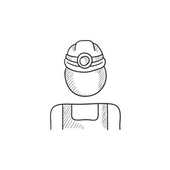Coal miner sketch icon.