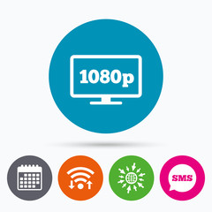 Full hd widescreen tv. 1080p symbol.