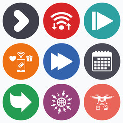 Arrow icons. Next navigation signs symbols.