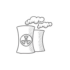 Nuclear power plant sketch icon.