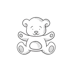 Teddy bear sketch icon.
