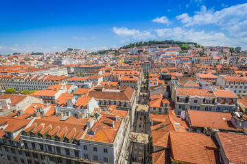 Fototapeta na wymiar Lisbon,Portugal-April 12,2015:Beautiful view of Lisbon old city,