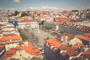 Obraz premium Lisbon,Portugal-April 12,2015:Beautiful view of Lisbon old city,