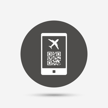 Boarding pass flight sign icon. Airport ticket.
