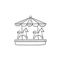 Merry-go-round sketch icon