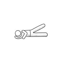 Man lying and lifting leg sketch icon.