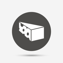 Cheese sign icon. Slice of cheese.