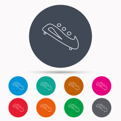 Bobsleigh icon. Three-seater bobsled sign.