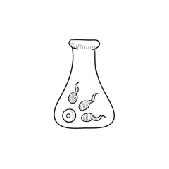 In vitro fertilisation sketch icon.