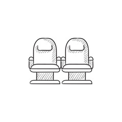 Cinema chairs sketch icon.