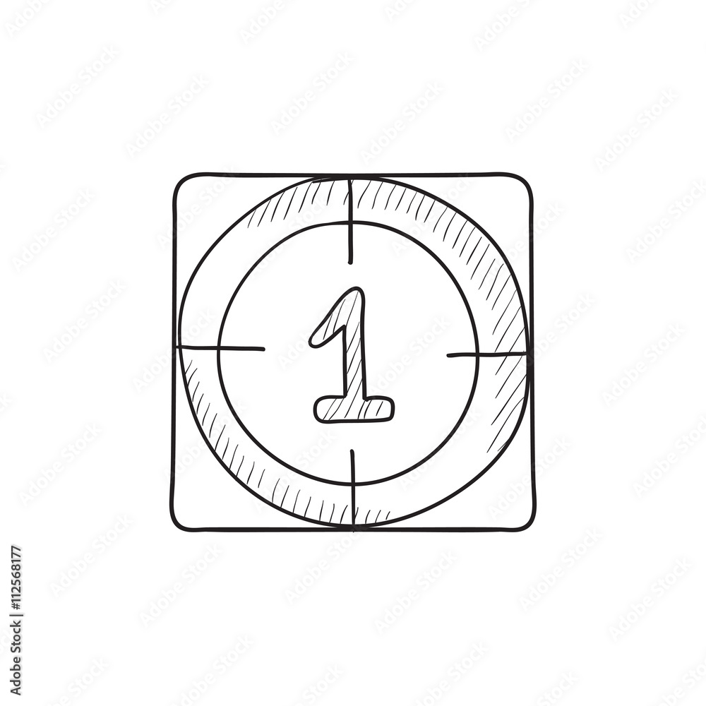 Sticker countdown sketch icon.