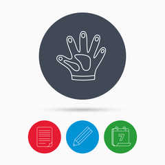 Construction gloves icon. Textile protection.