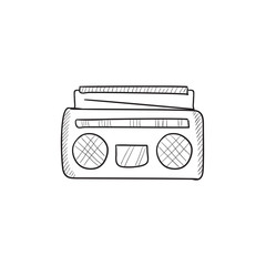 Radio cassette player sketch icon.