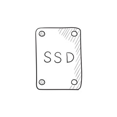 Solid state drive sketch icon.