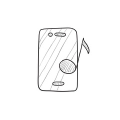Phone with musical note sketch icon.