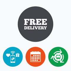 Free delivery sign icon. Delivery button.