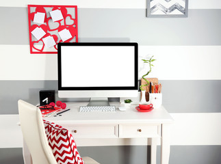 Modern workplace with computer on the table