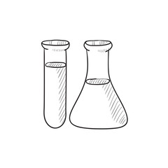 Test tubes sketch icon.