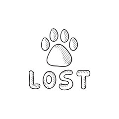 Lost dog sign sketch icon.