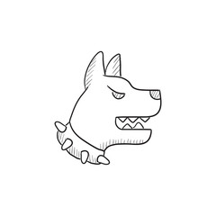 Aggressive police dog sketch icon.