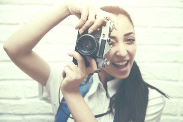 woman hand  camera