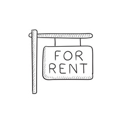 For rent placard sketch icon.