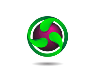 Abstract Glossy Green Sphere Logo Icon