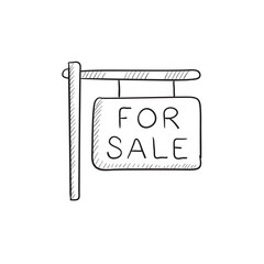 For sale signboard sketch icon.