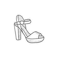 High-heeled sandal sketch icon.