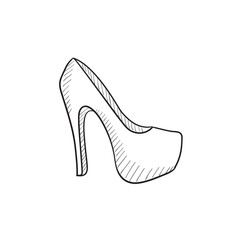 High heel shoe sketch icon.