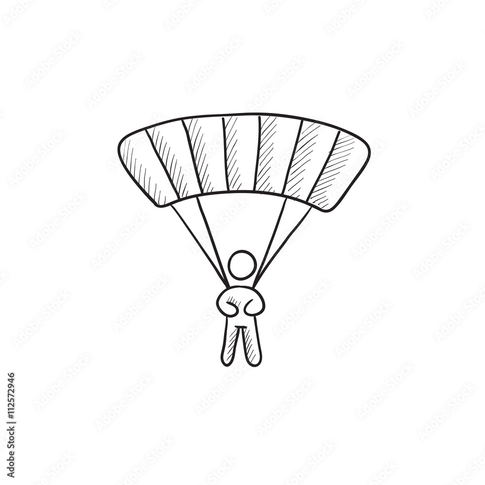 Wall mural skydiving sketch icon.