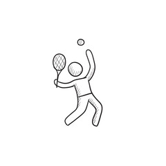 Man playing big tennis sketch icon.