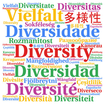 Diversity in different languages word cloud 