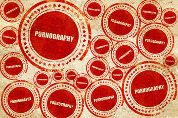 pornography, red stamp on a grunge paper texture