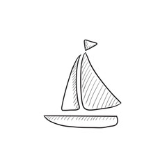 Sailboat sketch icon.
