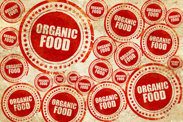 organic food, red stamp on a grunge paper texture