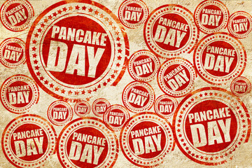 Obraz premium pancake day, red stamp on a grunge paper texture