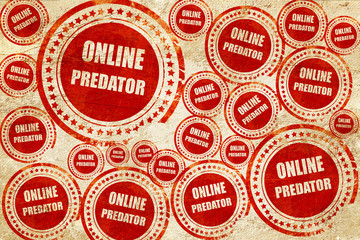 online predator background, red stamp on a grunge paper texture