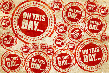 Obraz premium on this day..., red stamp on a grunge paper texture