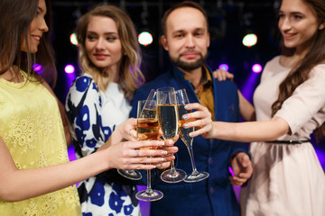 Party, holidays, celebration, nightlife and people concept - smi