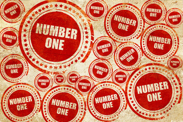 number one sign, red stamp on a grunge paper texture