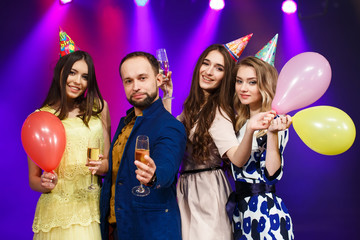 party, holidays, celebration, nightlife and people concept - smi