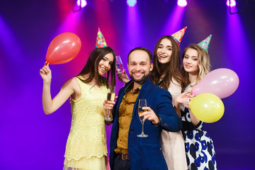 party, holidays, celebration, nightlife and people concept - smi