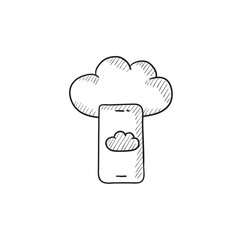 Cloud computing sketch icon.