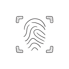 Obraz premium Fingerprint scanning sketch icon.