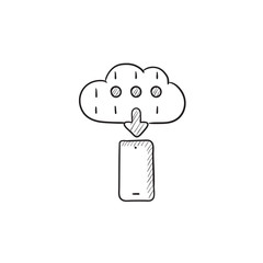 Cloud computing sketch icon.